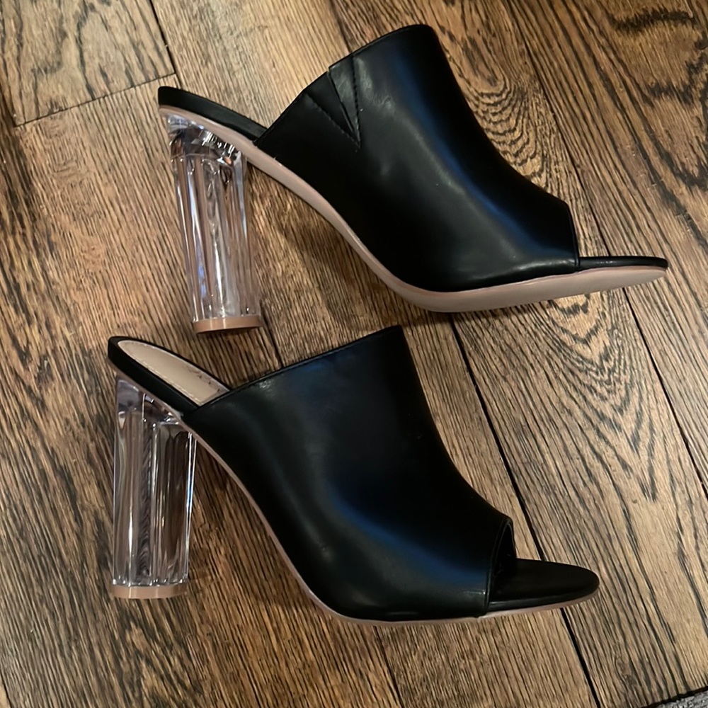 Black and Clear heeled Pumps